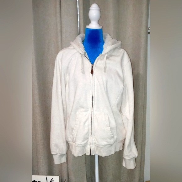 GreenTea Jackets & Coats Green Tea Biege Zip Front Sherpa Lined